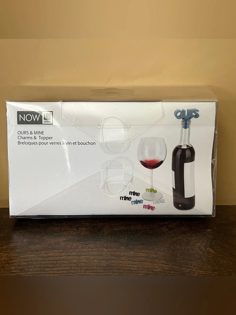 New Umbra Ours & Mine Wine Charms and Bottle Topper - Blue & Multi-Color
